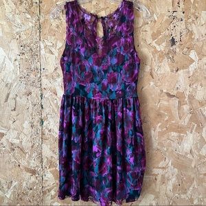 UO Purple Turquoise Floral Lace Dress • Small